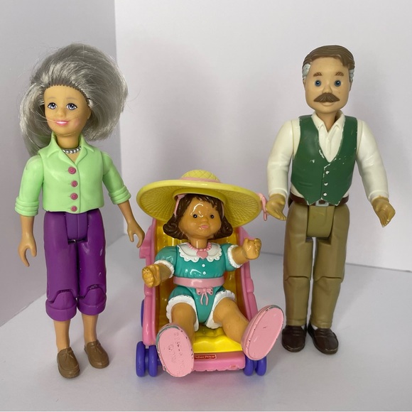 Vintage Other - Fisher Price Loving Family Grandma Grandpa and Little Girl Stroller Mixed Years